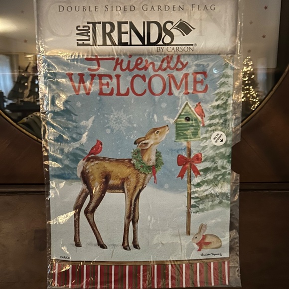 Winter Deer & Birdhouse Garden Flag - Picture 2 of 2